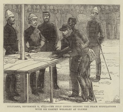 Zululand, 1 September 1879, the Zulu Chiefs Signing the Peace Stipulations with Sir Garnet Wolseley at Ulundi by English School